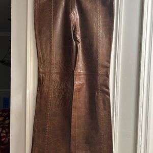RUDSAK Chocolate Leather Wide Leg Pants